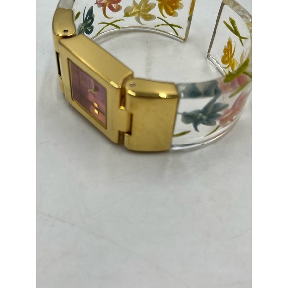 Joan Rivers Vintage Translucent Lucite Floral Wristband Watch - Picture 15 of 16
